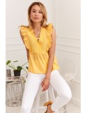 Women\'s summer blouse with embroidered front, yellow 87222 - Online store - Boutique